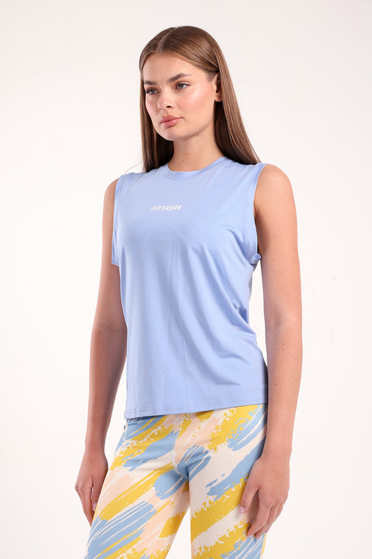 Sky Blue Open Back Top - tops, workout tops