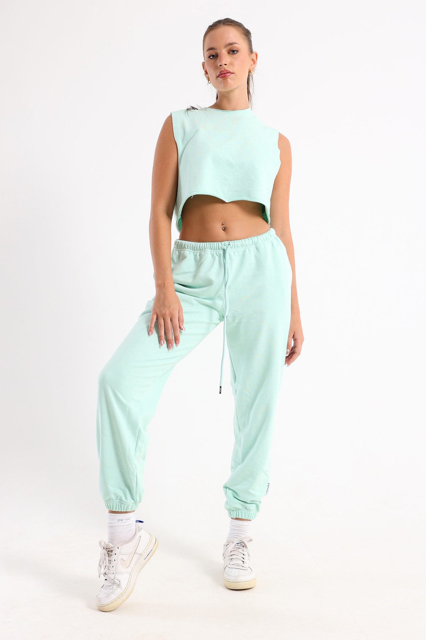 Mint Cropped Sleeveless Sweat