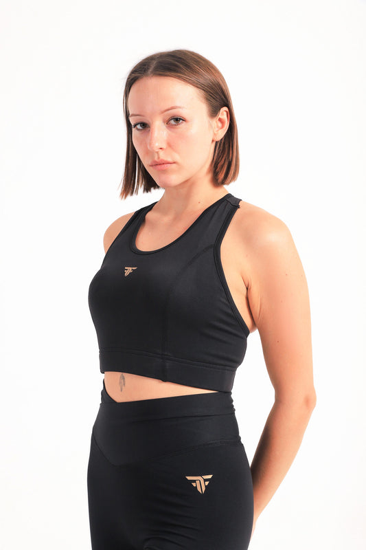 Black strap detail sports bra - sports bras, support