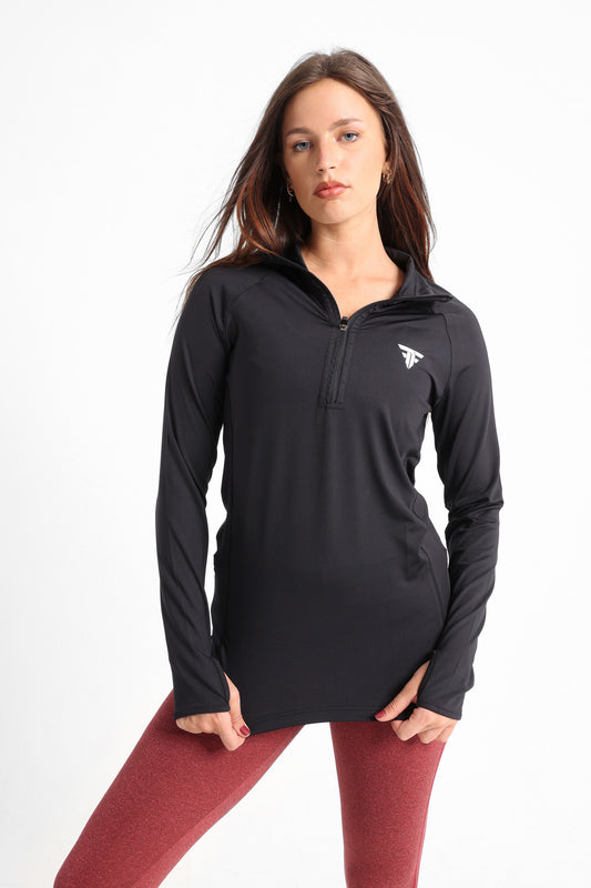Black Half Zipper Sweatshirt