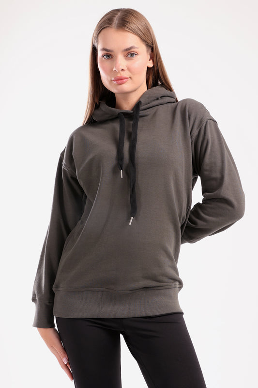 Khaki Back Zipper Hoodie