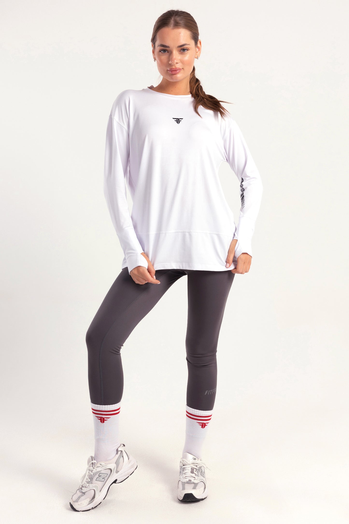 White Warm-Up Modest Top - tops, workout tops