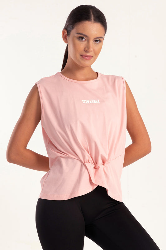 Pink Twist Knot Sleeveless Top