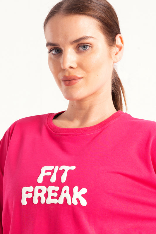 Fuchsia Bold Print Side Slit Top