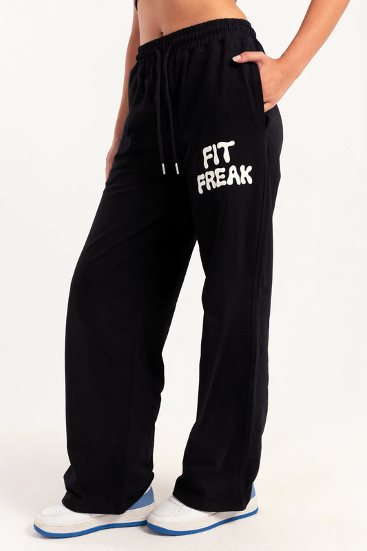 Black Pop Print Sweatpants