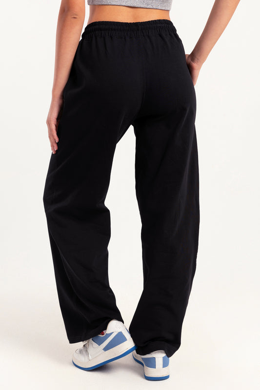 Black Pop Print Sweatpants