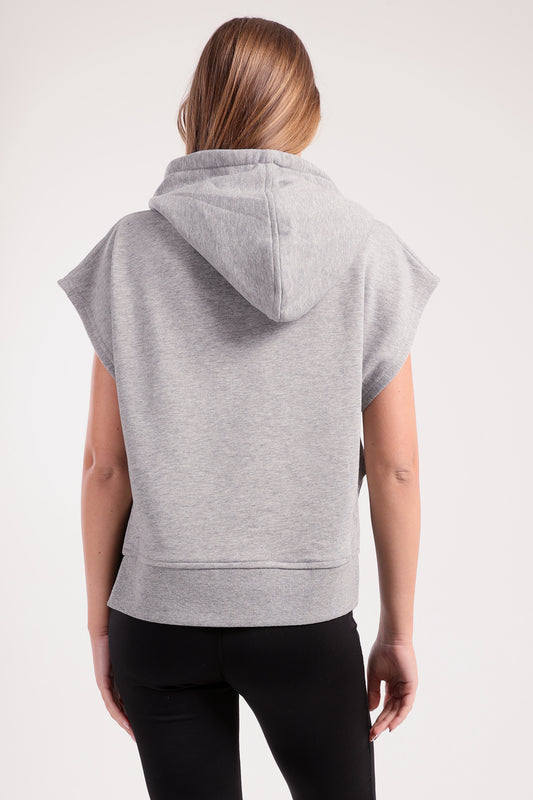Heather Grey Cut Flow Sleeveless Hoodie