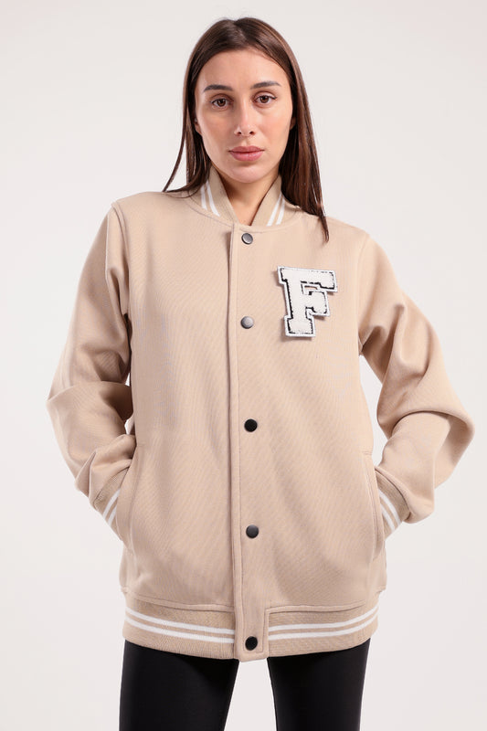 Beige Power Varsity Jacket