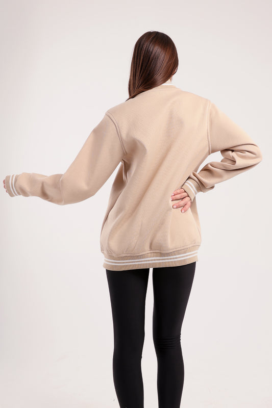 Beige Power Varsity Jacket