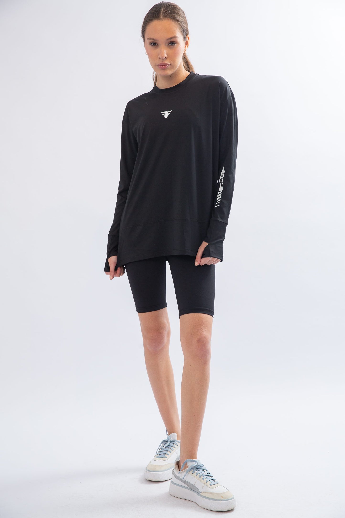 Black Warm-Up Modest Top - tops, workout tops