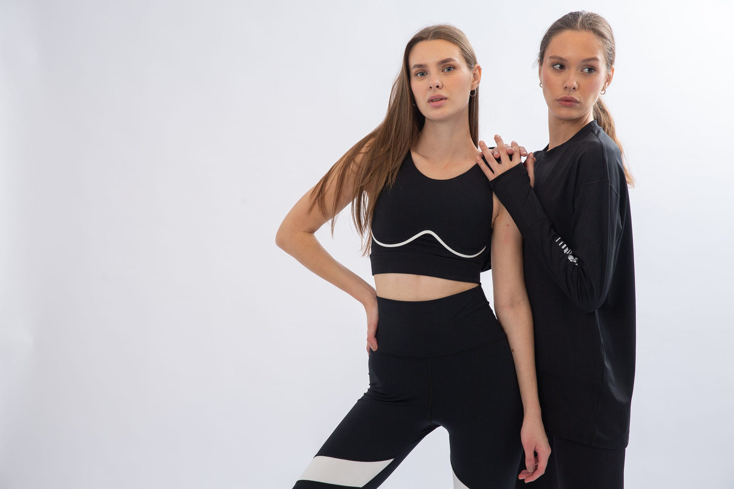 Black Piping Sports Bra