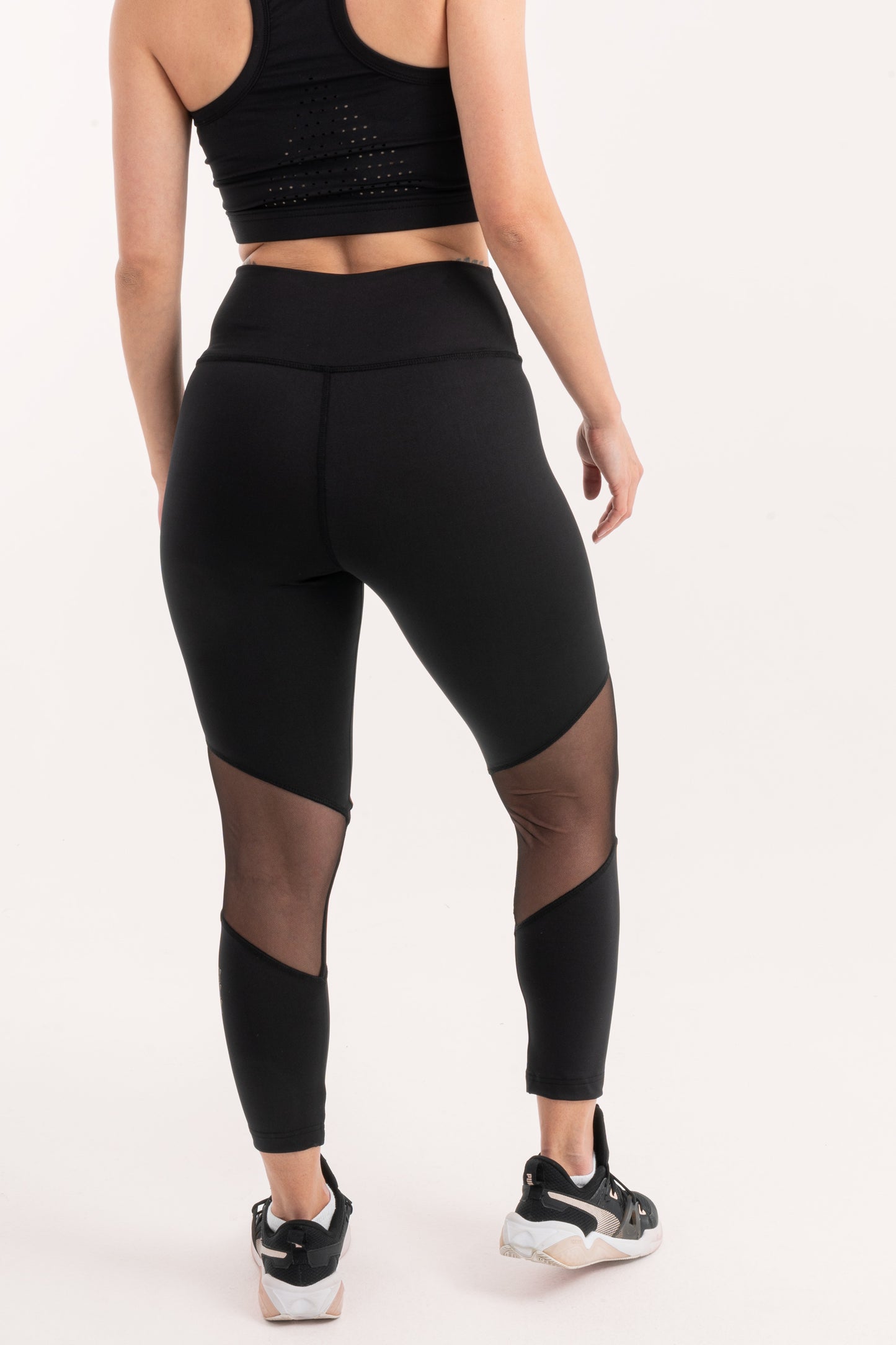 Black High Waisted Capri Mesh Leggings