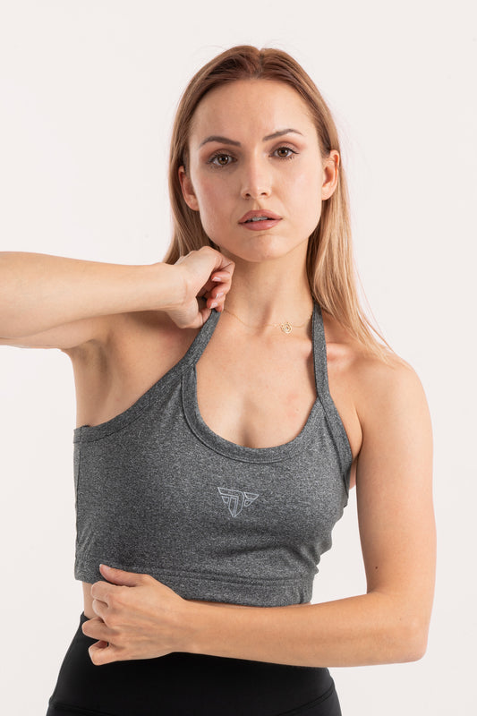 Dark Grey Heather Laser Cut Sports Bra