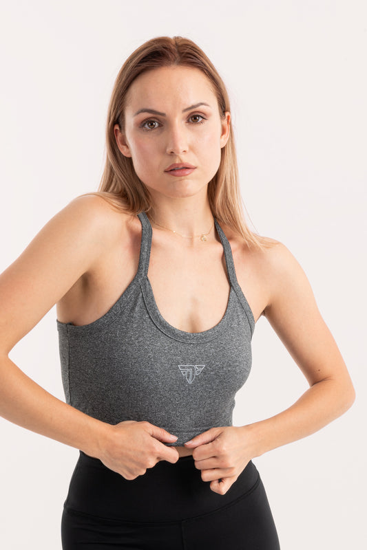 Dark Grey Heather Laser Cut Sports Bra