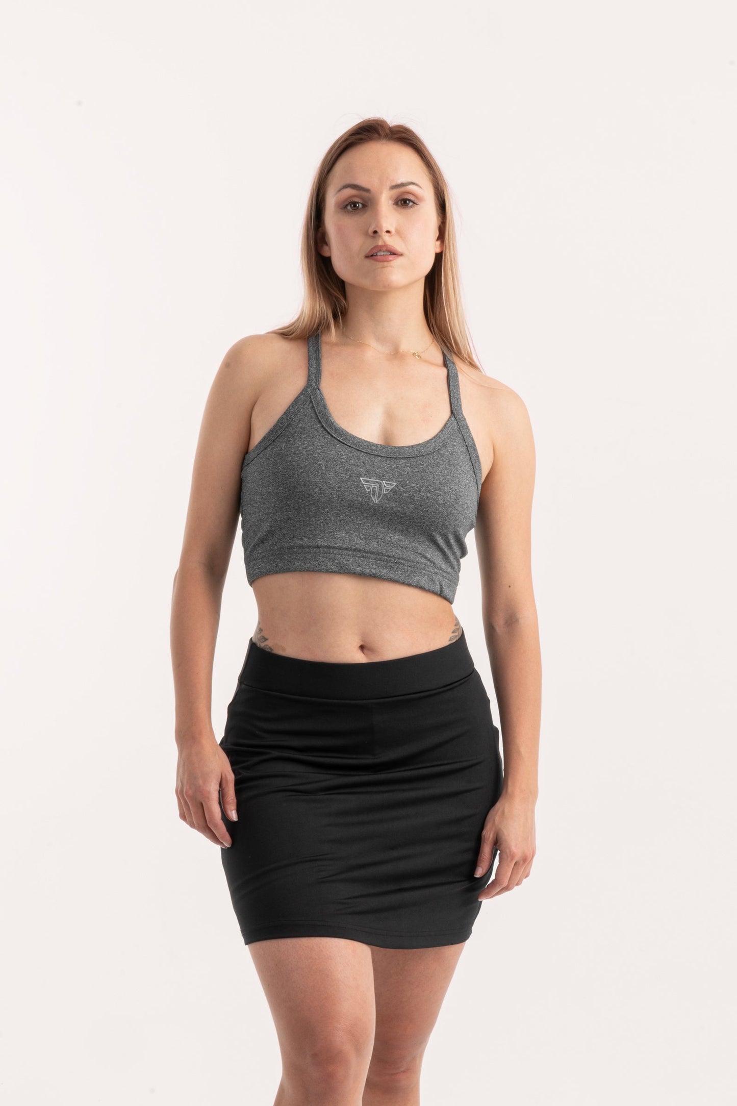 Dark Grey Heather Laser Cut Sports Bra