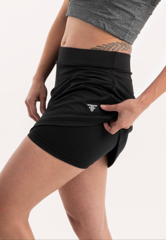 Black Basic Tennis Skort - leggings, basic