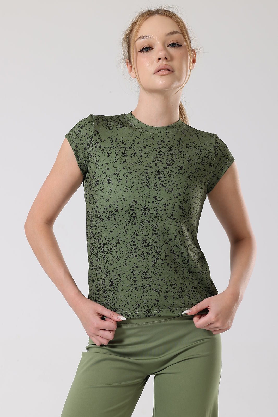 Ink Storm Print Cap Sleeve Top