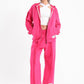 Chill Oversized Zip Up Set In Hot Pink