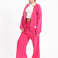 Chill Oversized Zip Up Set In Hot Pink