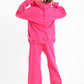 Chill Oversized Zip Up Set In Hot Pink