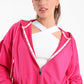 Chill Oversized Zip Up Set In Hot Pink