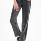 Distressed Lines Straight Leg Jeans In Black