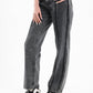 Distressed Lines Straight Leg Jeans In Black