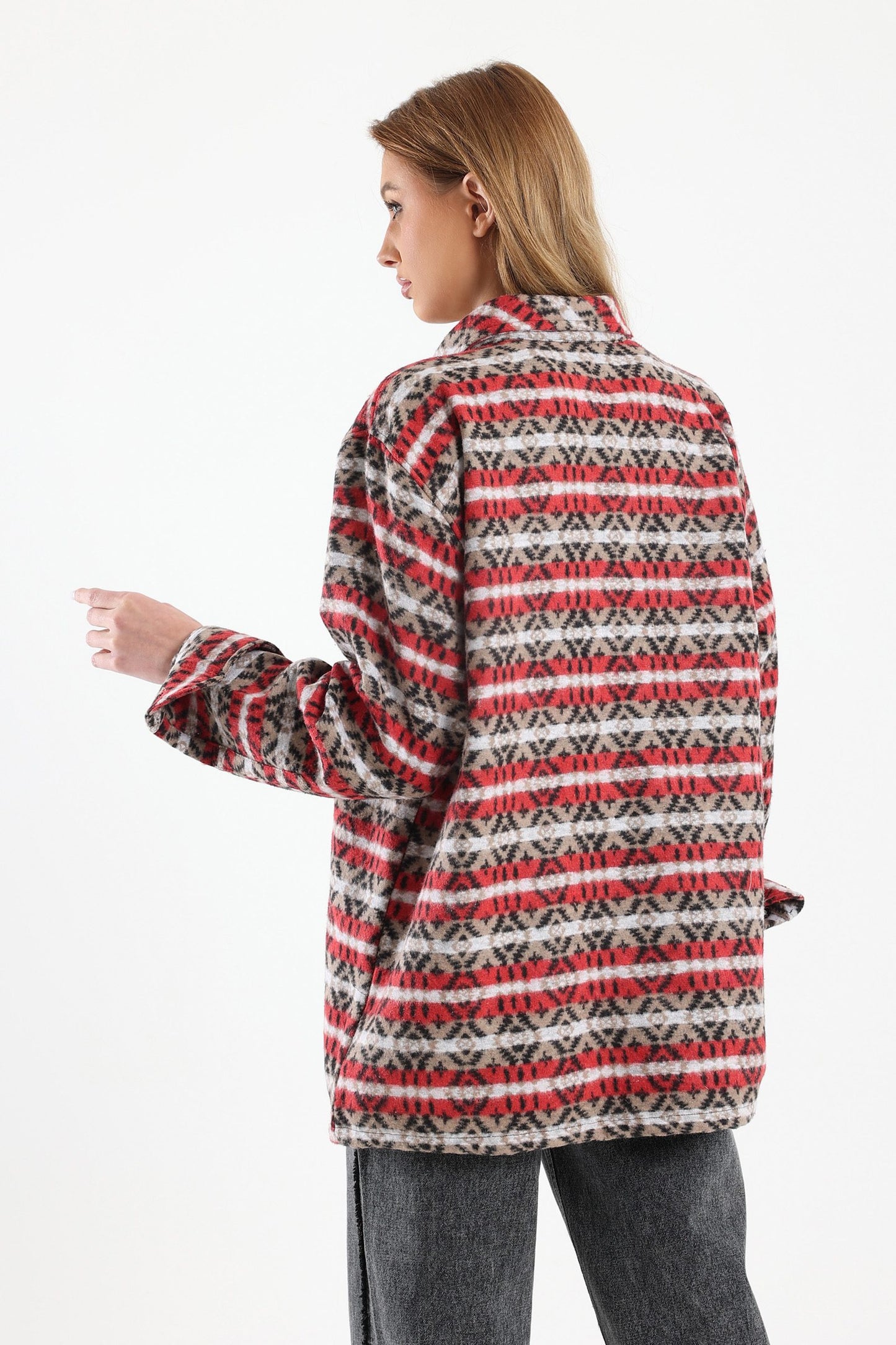 Retro Print Overshirt In Red