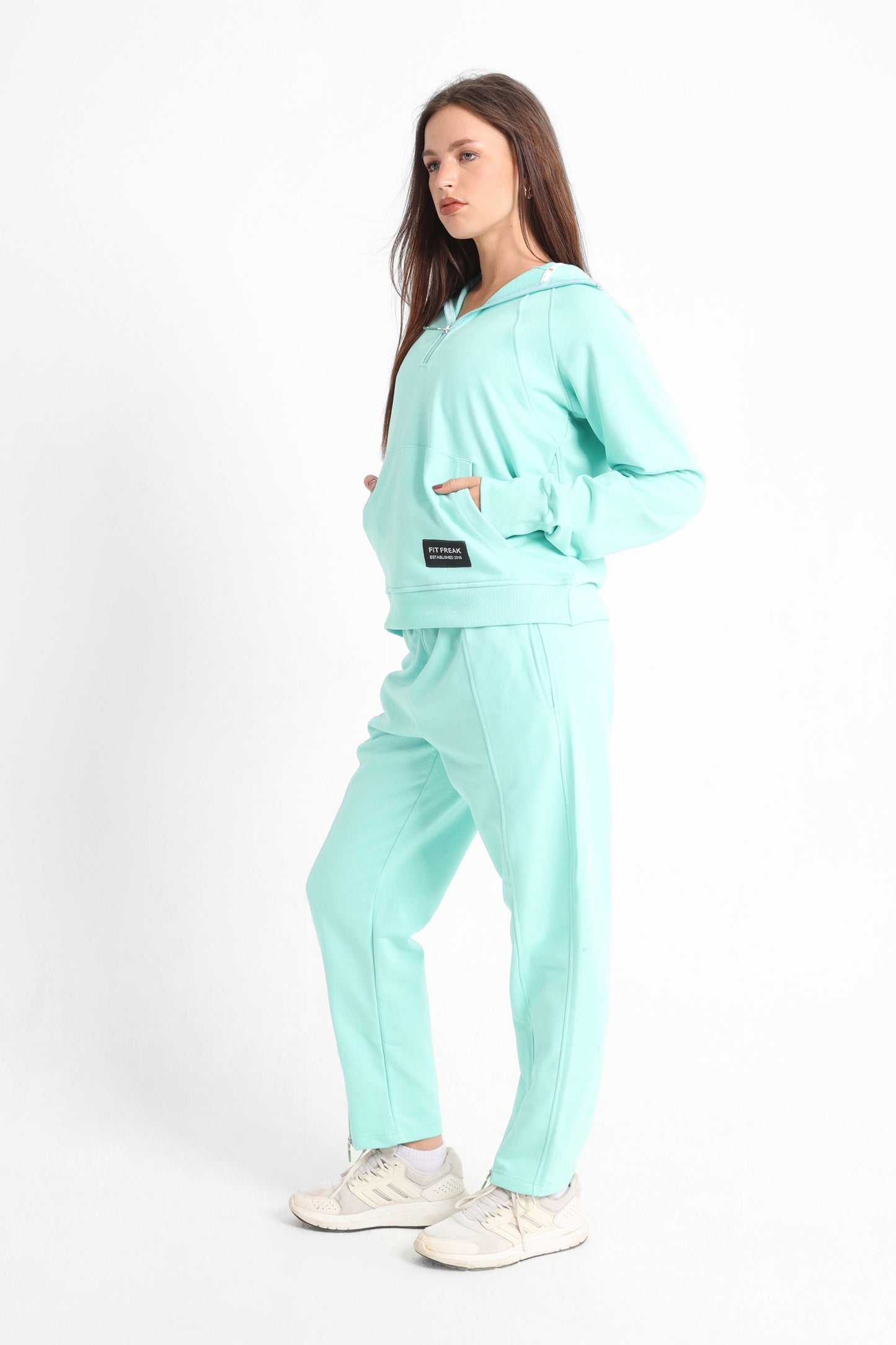 Chill Oversized Half Zipper Set In Pistache Green