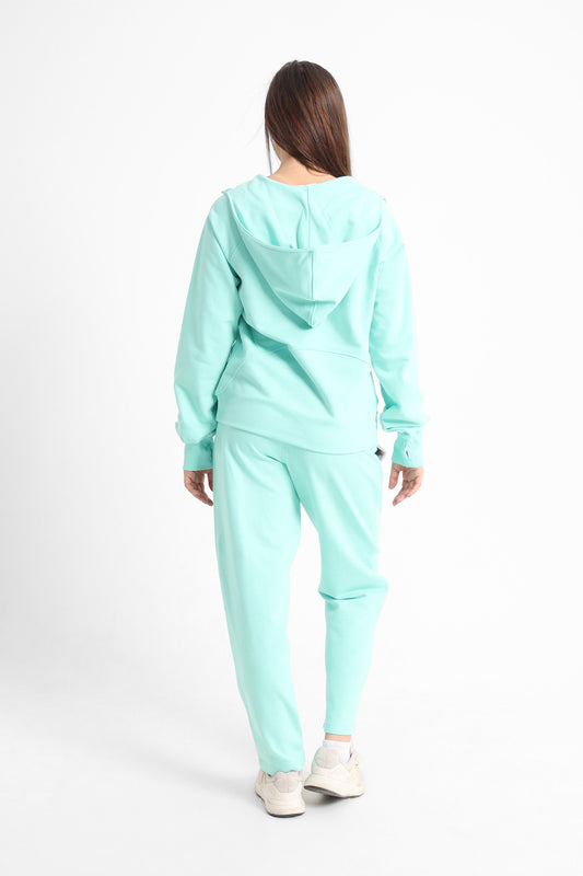 Chill Oversized Half Zipper Set In Pistache Green