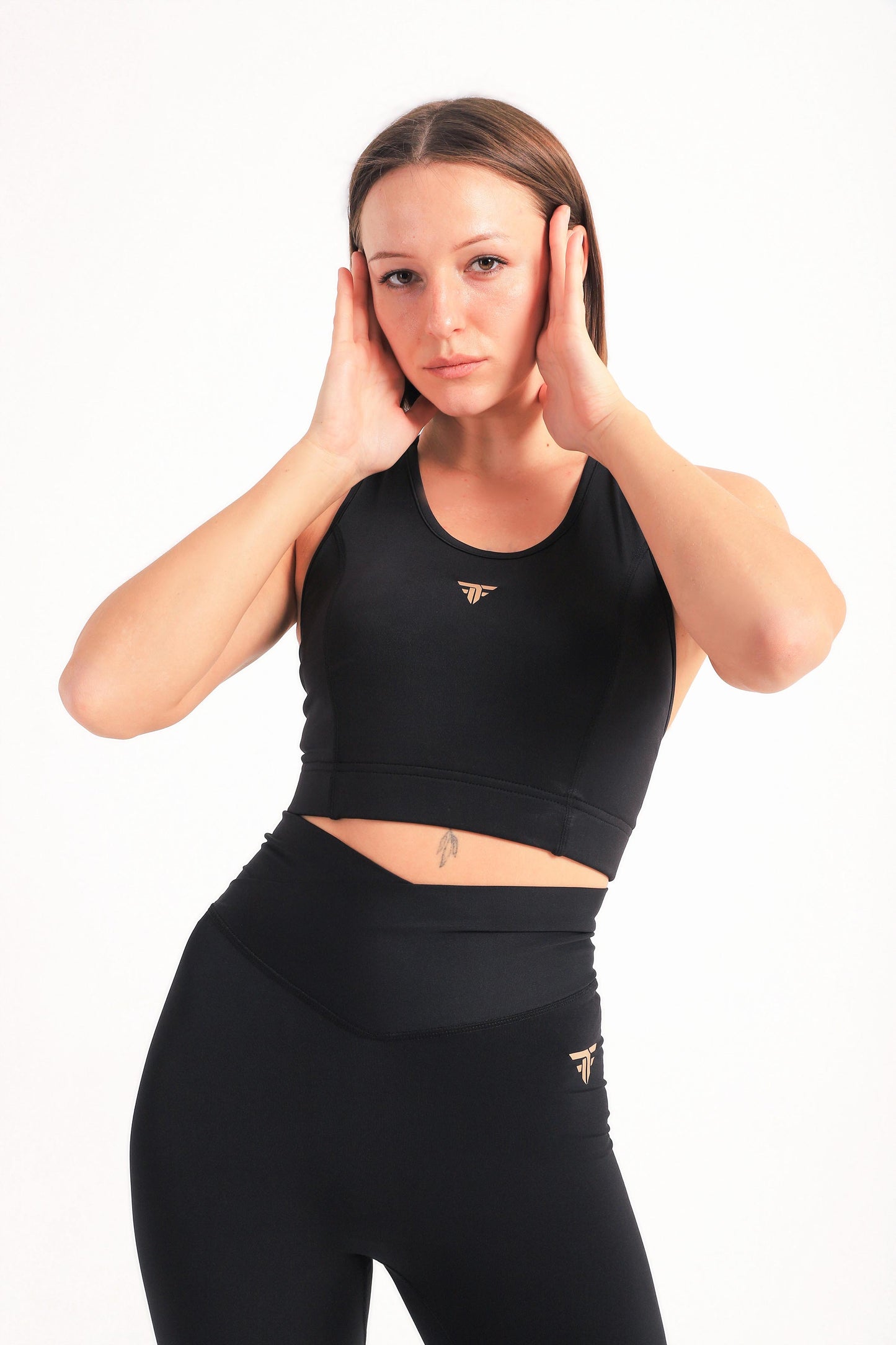 Black strap detail sports bra