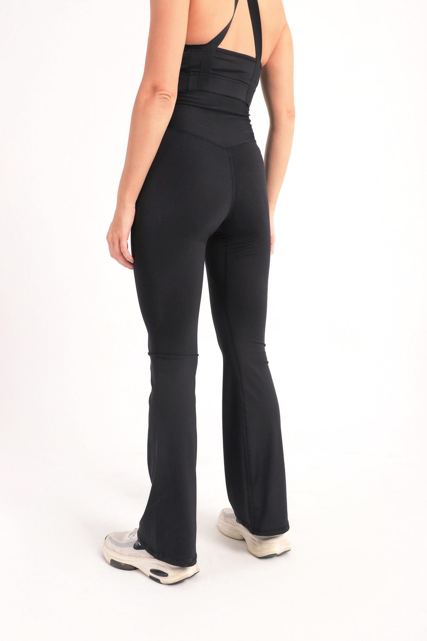 Crisscross black yoga flare pants