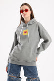 Artwork Print Oversized Hoodie In Light Grey