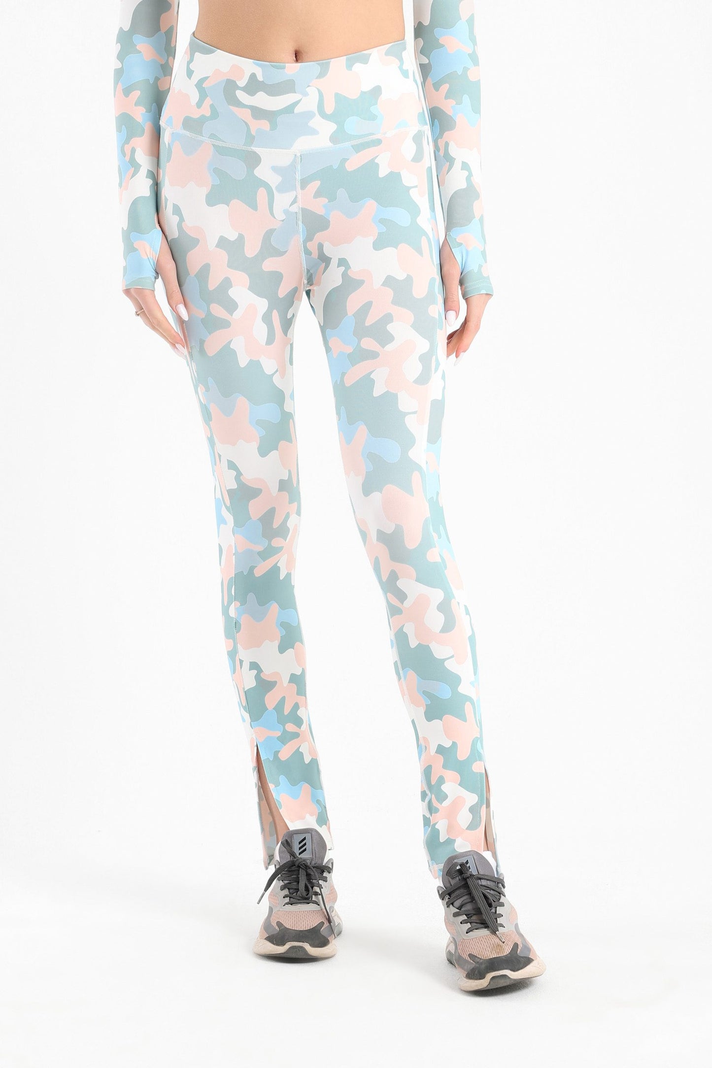 Colored Camo Slit Printed Leggings