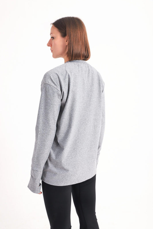 Light grey warm-up modest top
