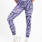 Zebra Printed Leggings In Purple