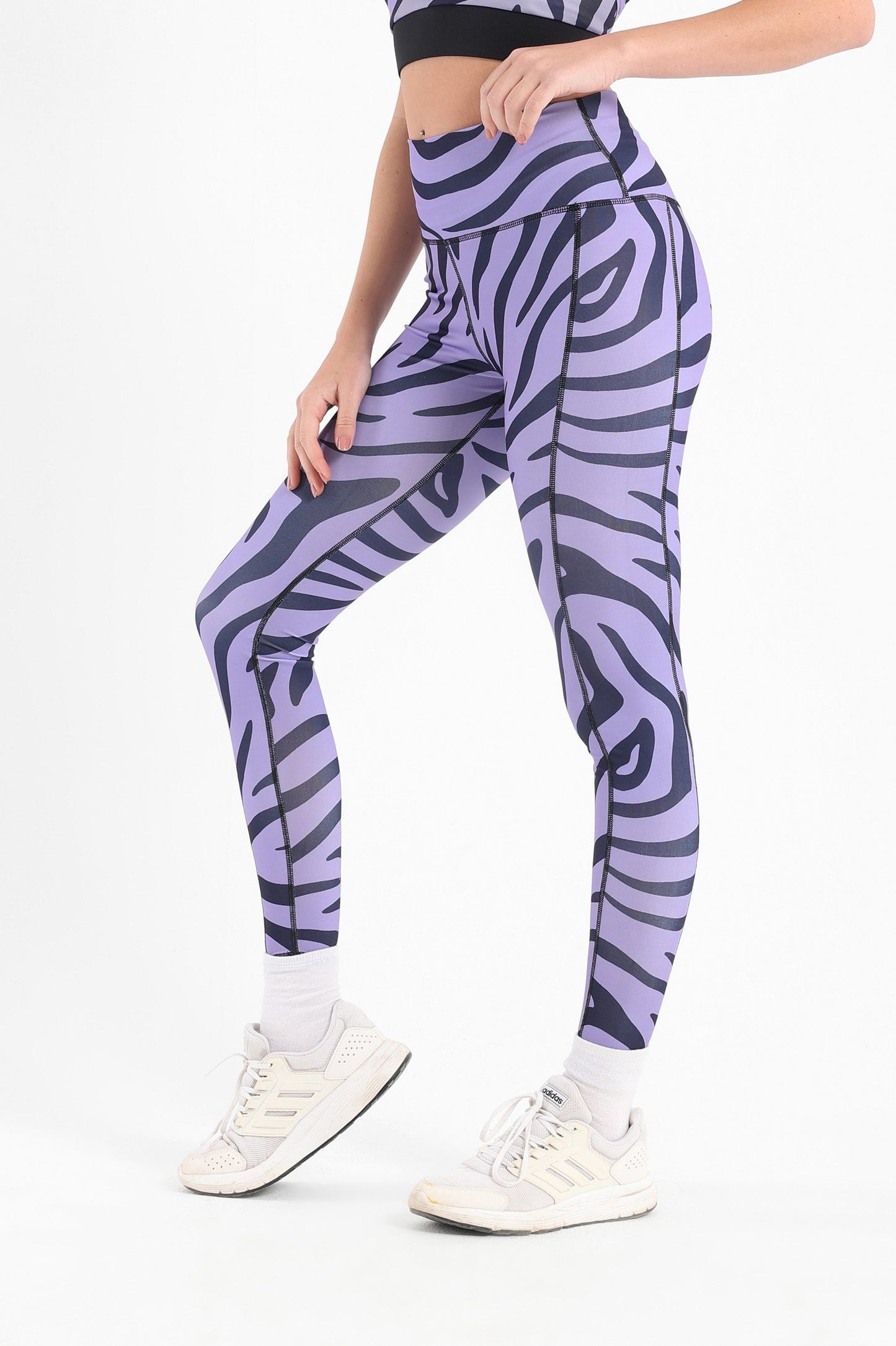 Zebra Printed Leggings In Purple