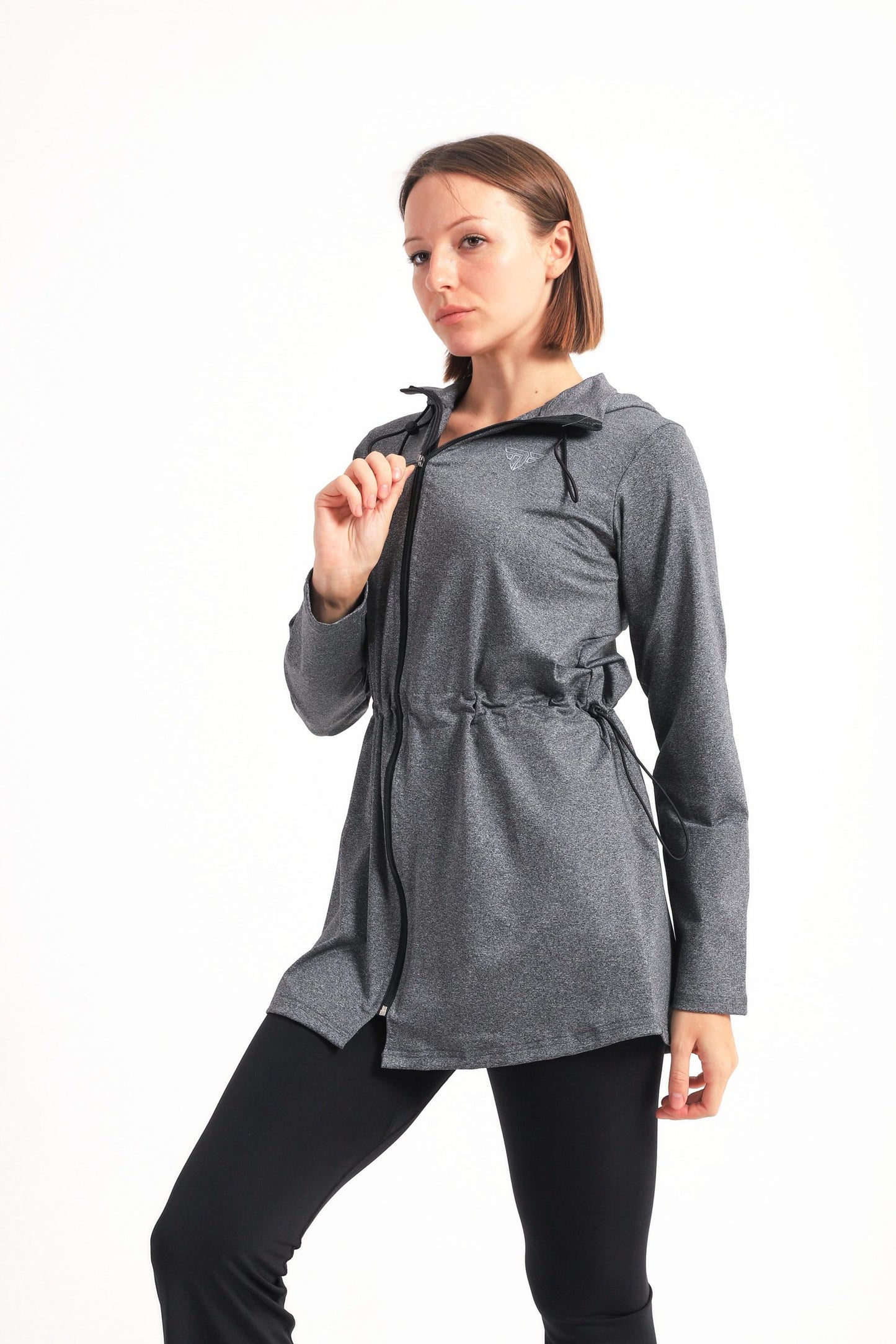 Dark grey drawstring oversized jacket