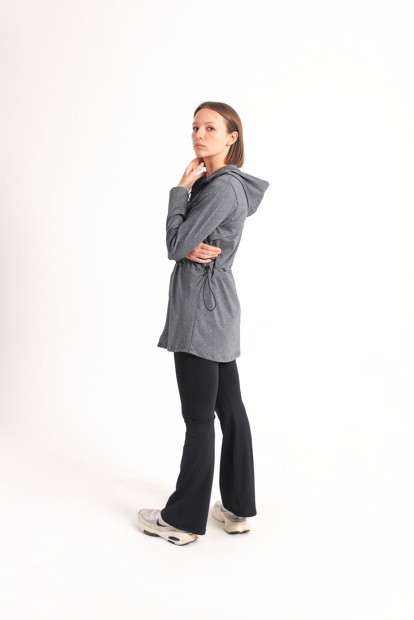 Dark grey drawstring oversized jacket