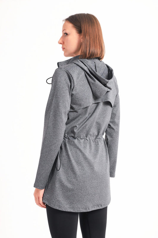 Dark grey drawstring oversized jacket