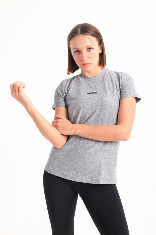 Running Half Sleeve Top In Light Grey