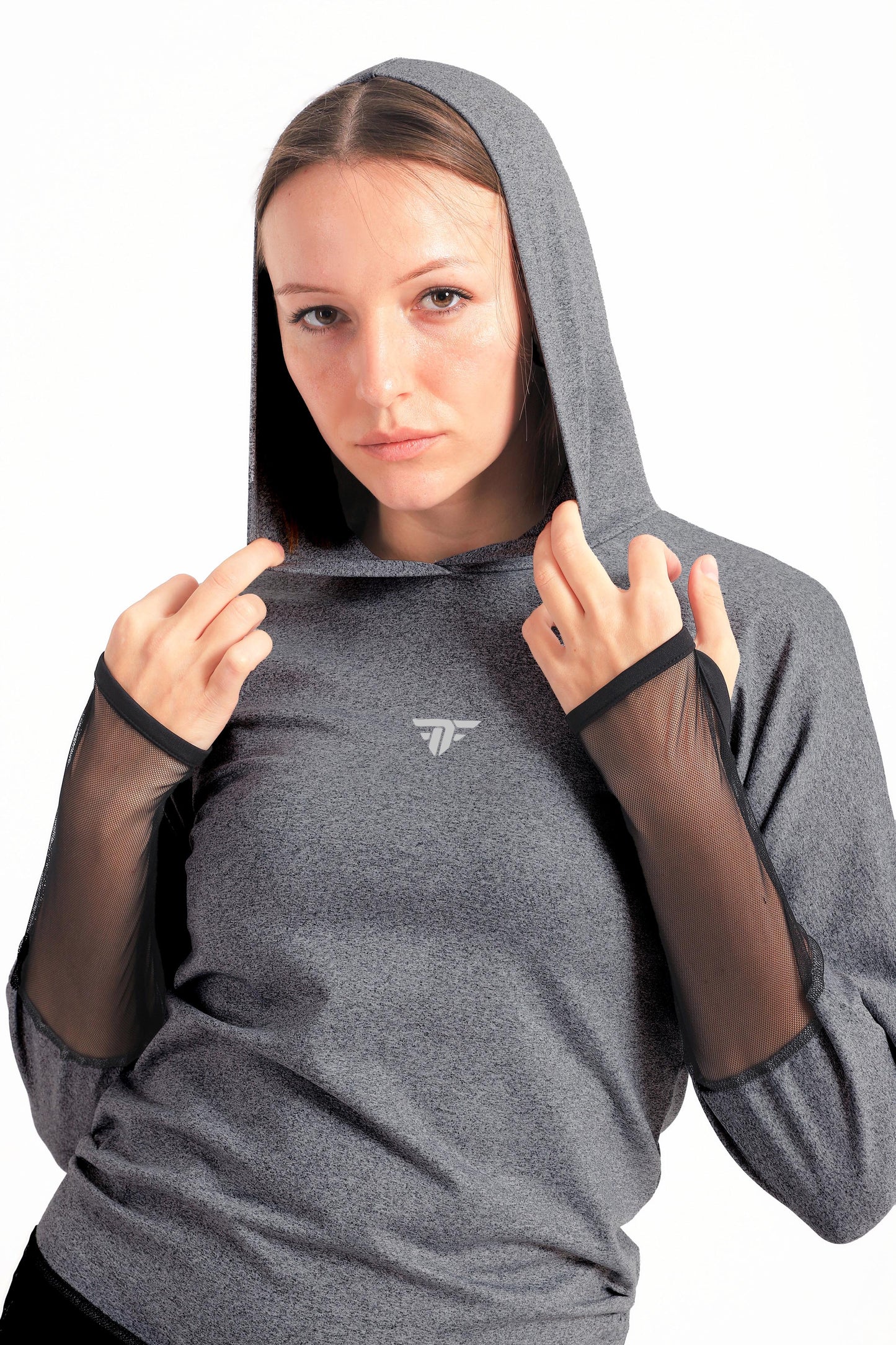 Long Sleeve Mesh Sweatshirt In Dark Gray