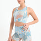 Colorful Palm Seamed Printed Strap Detail Sports Bra