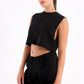 Black Cropped Sleeveless Sweat Top