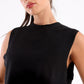 Black Cropped Sleeveless Sweat Top