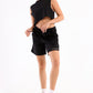 Black Cropped Sleeveless Sweat Top