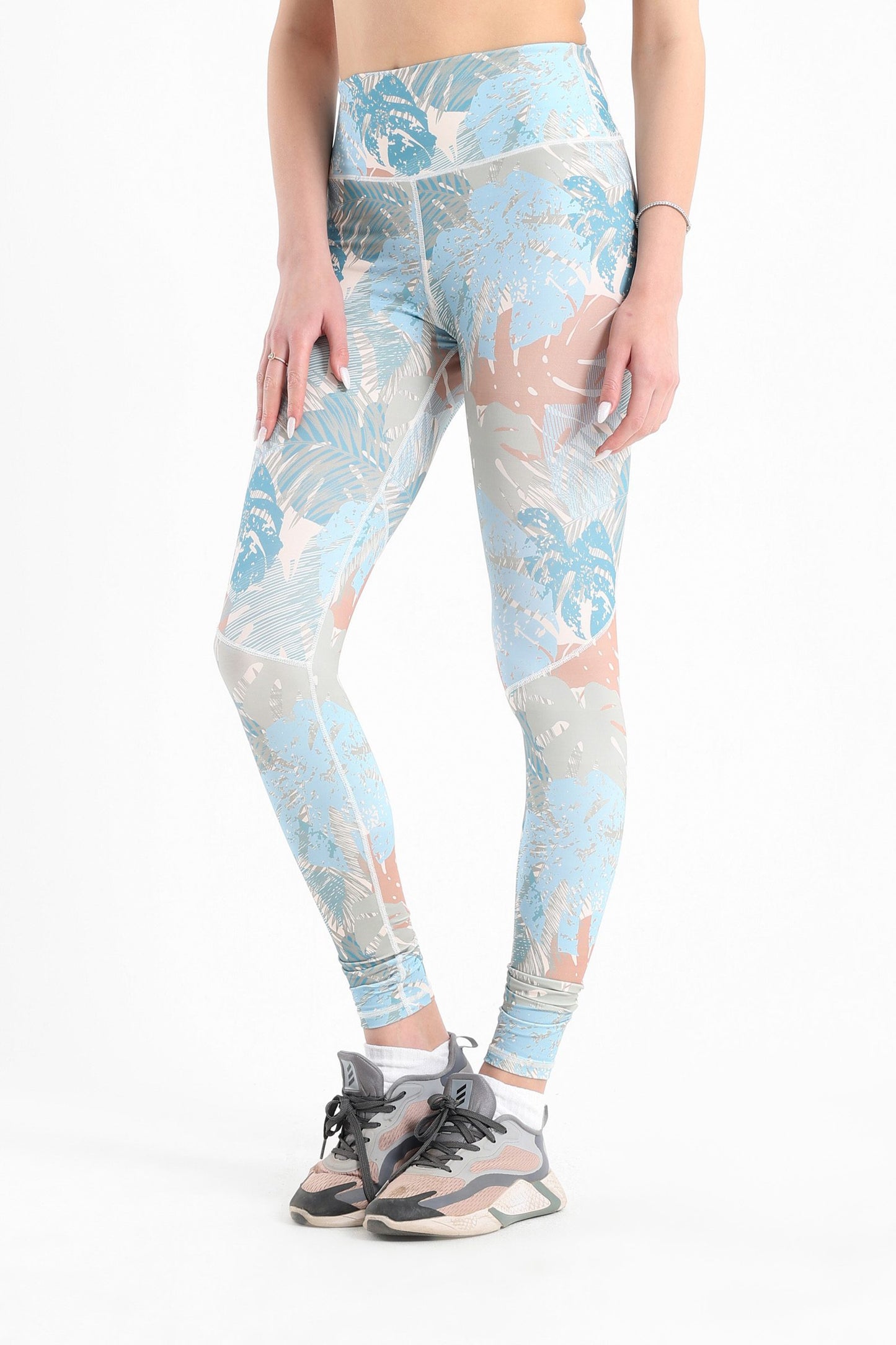 Colorful Palm Seamed Printed Leggings