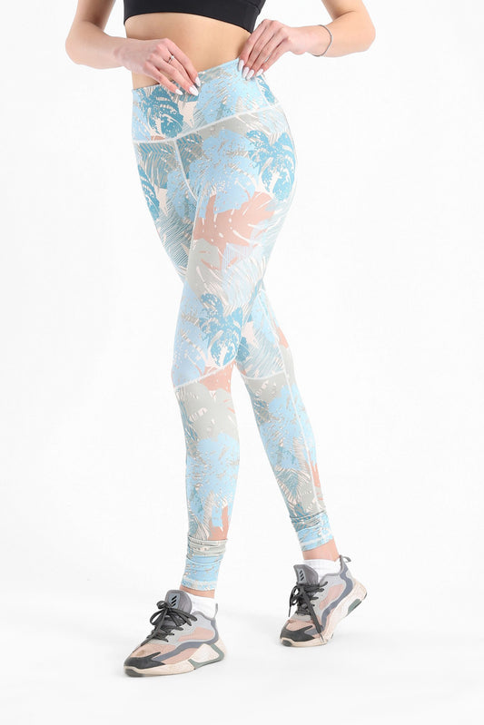 Colorful Palm Seamed Printed Leggings