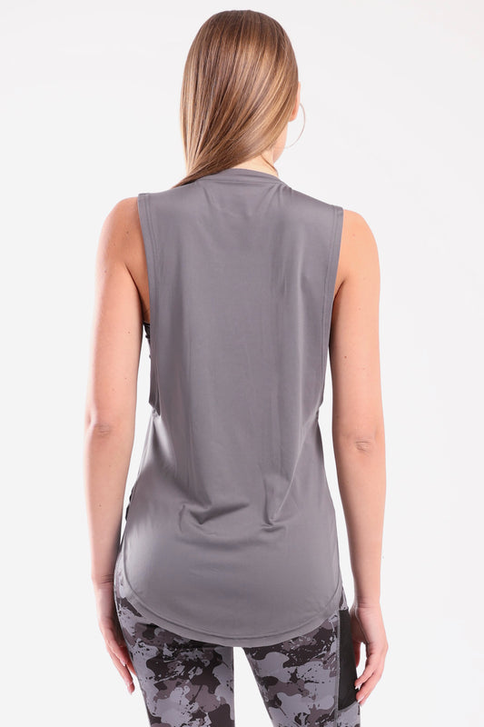 Smoke Grey Round Hem Top