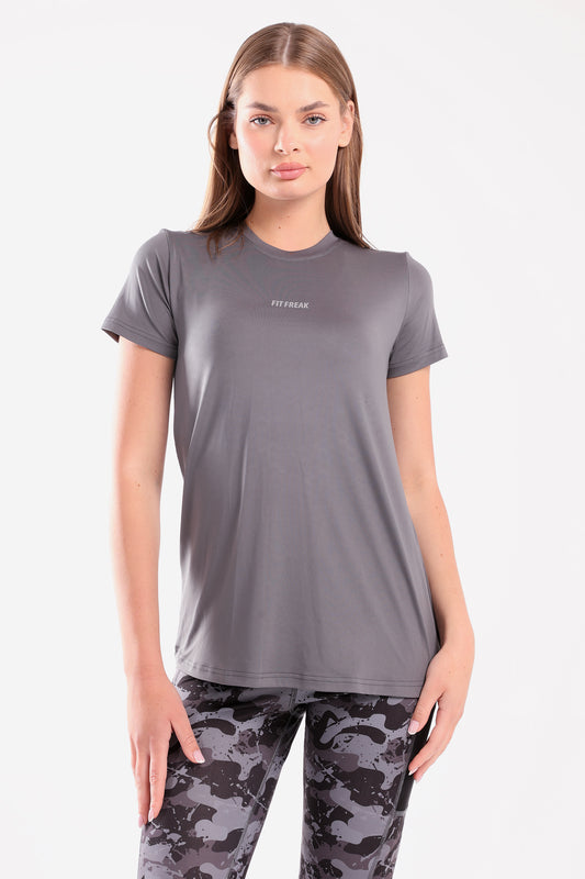 Smoke Grey Running Half Sleeve Top